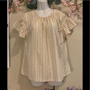 Zac & Rachel | Yellow Textured Stripe Top | Size M